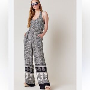 Claudia Paisley Print Halter Jumpsuit sz M